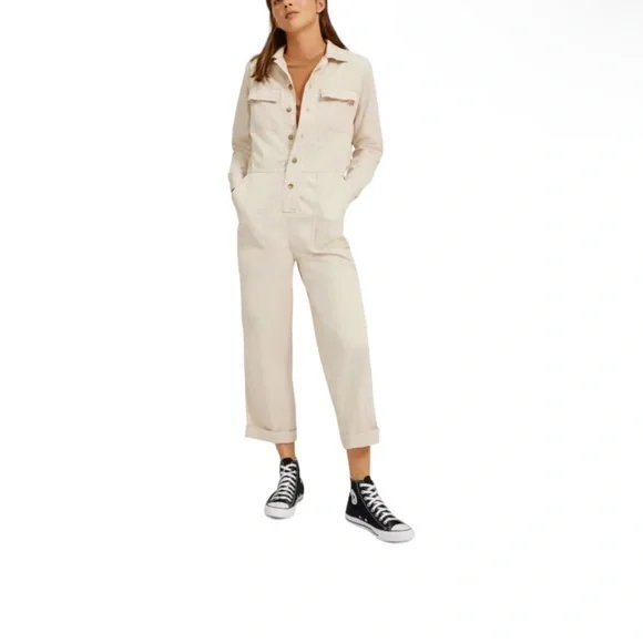 EVERLANE Tan The Modern Utility Jumpsuit Size 8 Belted - Picture 2 of 9